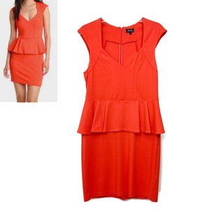 Bardot Victoria Orange Peplum Sleeveless Sheath Mini Dress Size 10